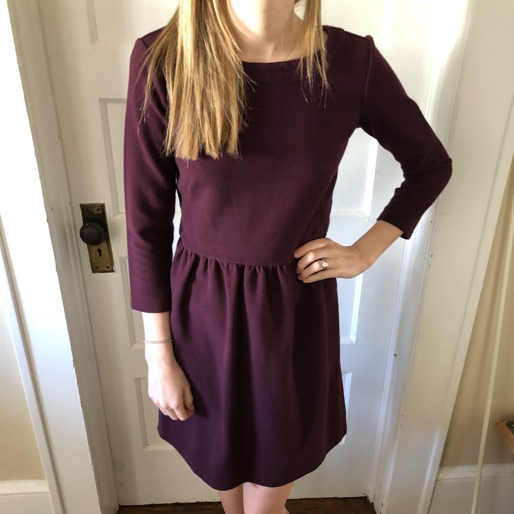LOFT Burgundy Skater Dress, Size 0 Regular